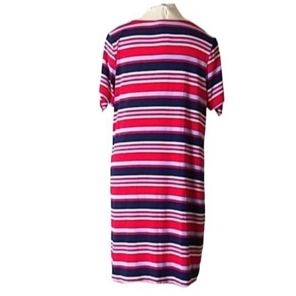 Westport Size Petite XL Dress Stripe Keyhole Front Tie-Knot Split Sleeves - Picture 6 of 9